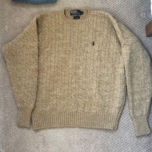 Ralph Lauren Beige Cable Knit Sweater 100% wool